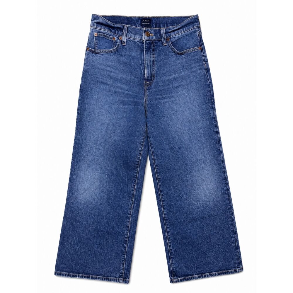 J.Crew Wide Leg Crop Jeans 27 High Rise Medium Wash Blue Cropped Denim Pants